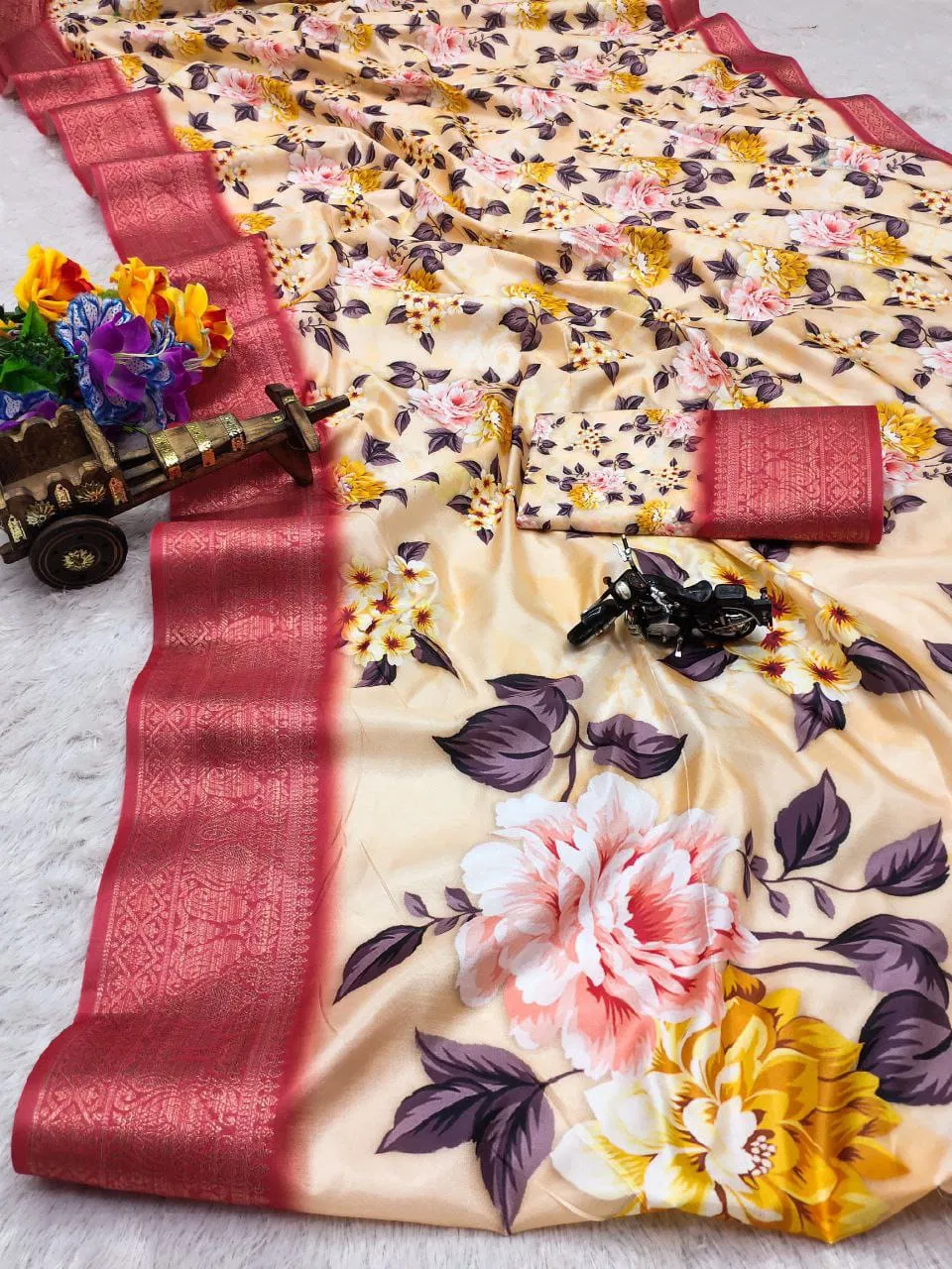 VK 4203 Pure Dola Silk Printed Non Catalog Sarees Wholesale Shop In Surat